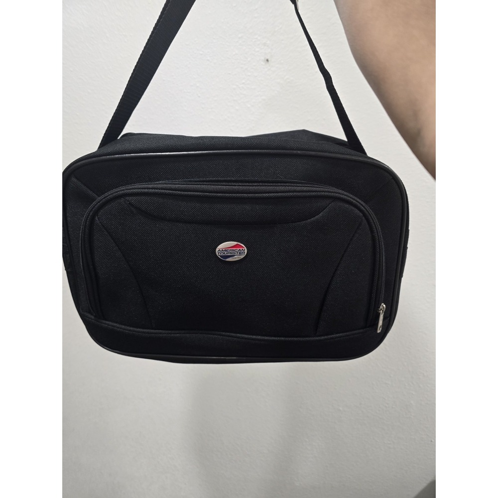 American Tourister Black Shoulder Travel Bag Carry-On Organizer‎ Kit (15" x 10")